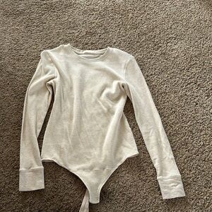Nuuds waffle knit Cream Long Sleeve Bodysuit